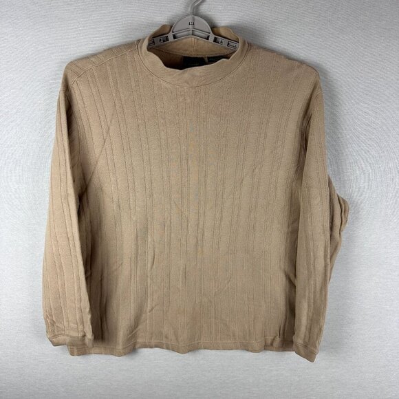 J FERRAR MEN'S MOCK NECK PULLOVER SWEATER, LONG SLEEVE, BEIGE, SIZE XXL - Picture 1 of 8